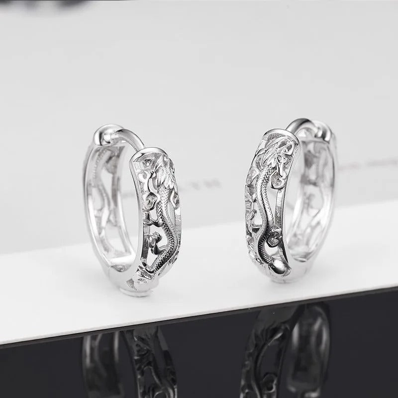 Dragon Carved Ear Buckle Earrings Punk Street Fashion Men Women