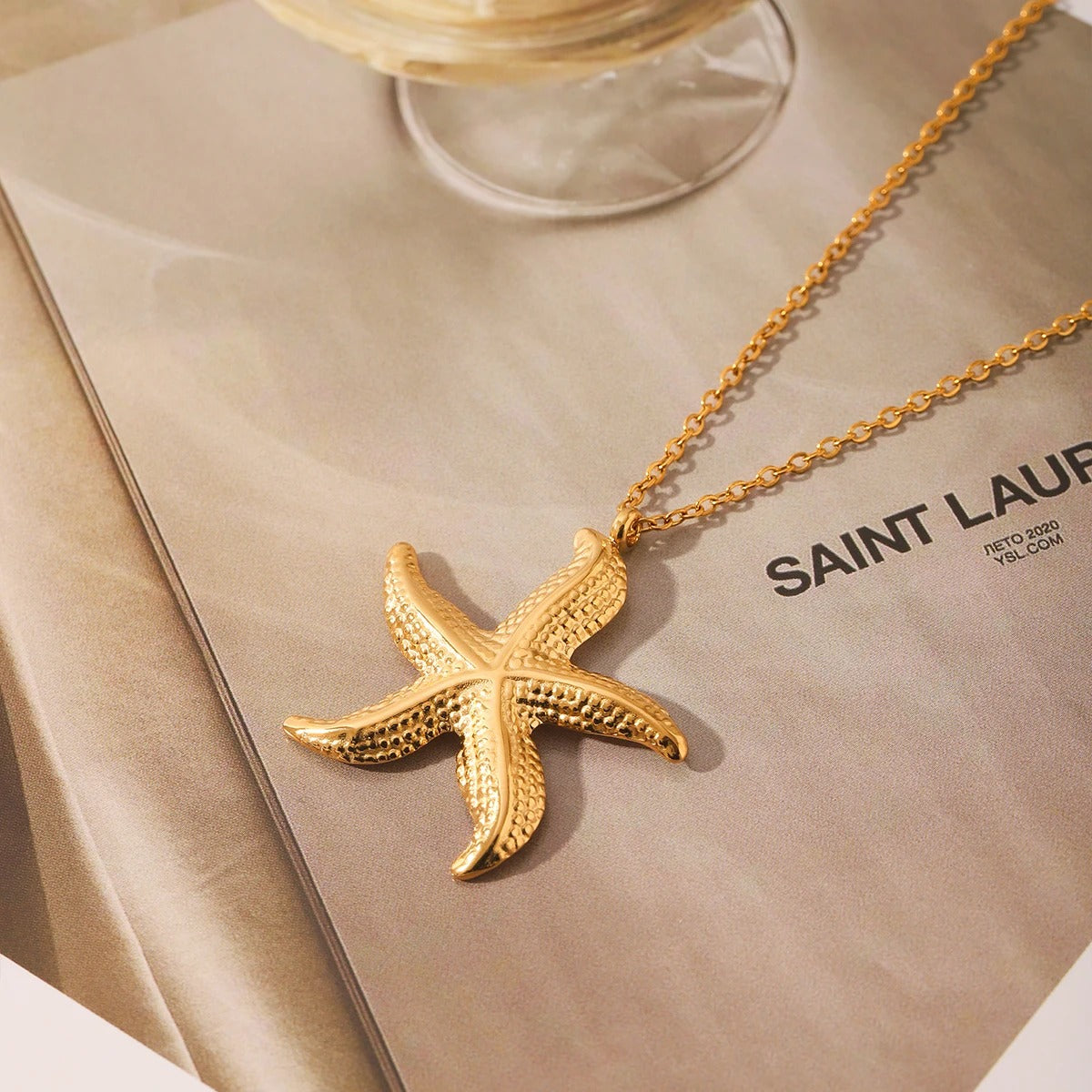 2025 New in Female Cute Starfish Pendant Necklace For Woman Link Chain Choker 18k Gold Plated Stainless Steel Jewelry Party Gift