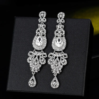 Crystal Wedding Long Drop Earrings for Women 2025 Brides Earrings Prom Jewelry Gifts