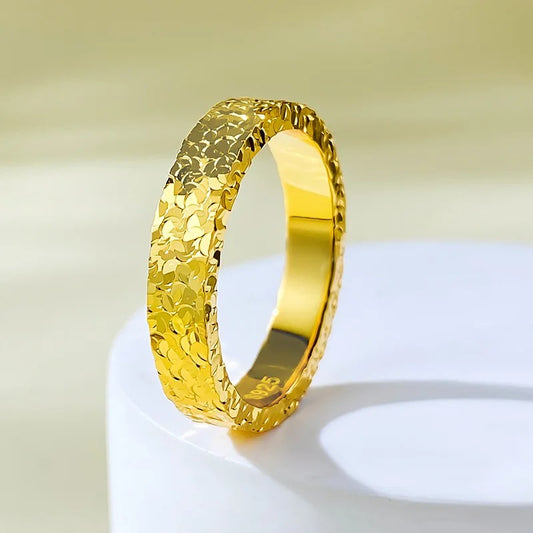Gold Bling Finger Ring for Women 4mm Stainless Steel Jewelry