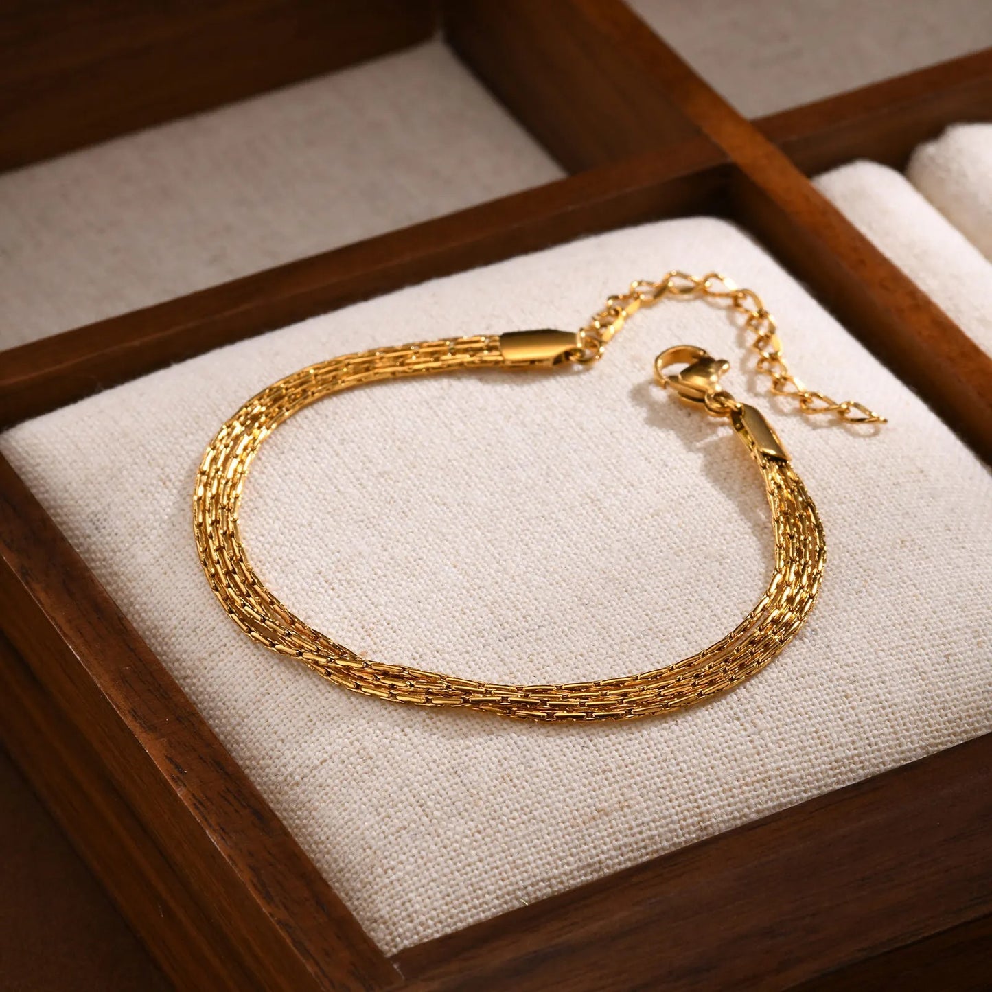 Stainless Steel Thin Link Multi Layer Chain Bracelet Daily Wear Jewelry