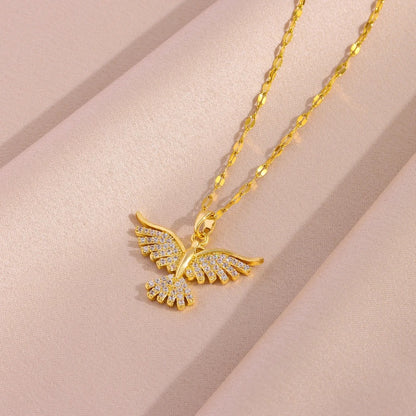 New Sparkly 18K Gold Plated Vintage Phoenix Pendant Necklaces For Women Retro Style Female Daily Wear Stainless Steel Neck Chain