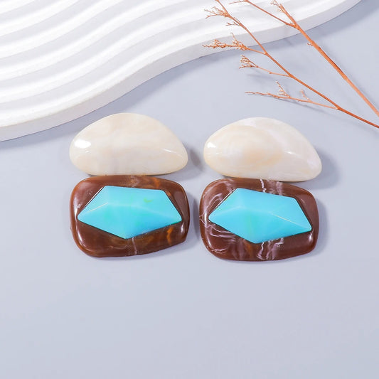 Vintage Turquoise Geometric Drop Earrings for Women