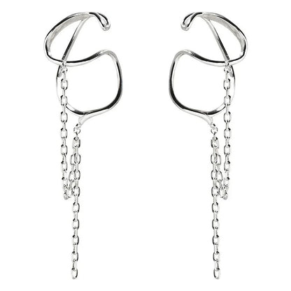 925 sterling silver Ear cuff without piercing For Women Chain Tassel Earring Jewelry Prevent Allergy Party