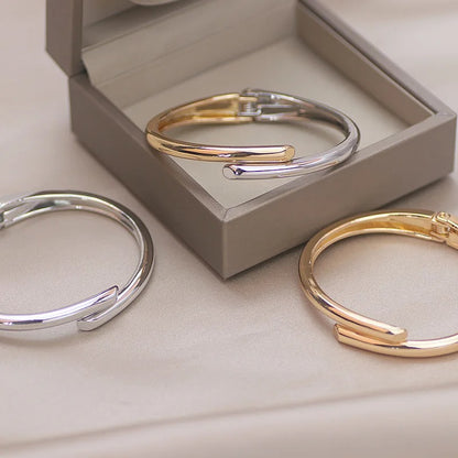 Gold Geometric Open Bangle Punk Cuff Bracelet for Women