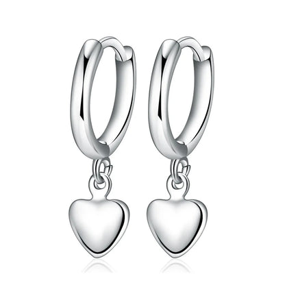 925 Sterling Silver Heart Ring Earrings Trendy Women
