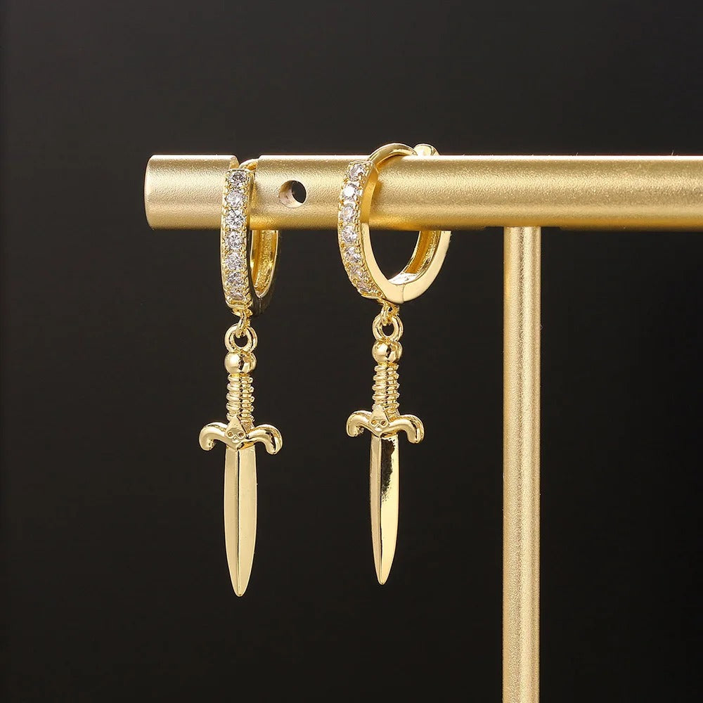 Dagger Sword Hoop Earrings Women Man Rock Punk Fashion Jewelry