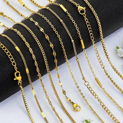 Gold-Plated Cuba Chain Necklace Set Adjustable 5PCS Jewelry