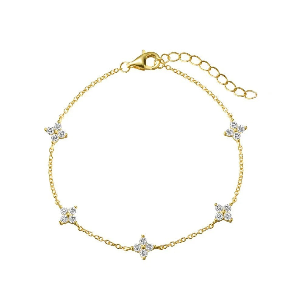 New Stainless Steel Zircon Necklaces for Women 18K Gold Plated Four Leaf Grass Collar Chain Necklace Luxury Jewelry Gift