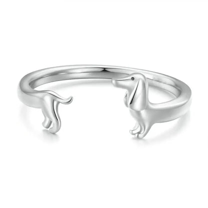 Cute Adjustable Dog Rings Set – 4pcs Open-End Fashion Jewelry