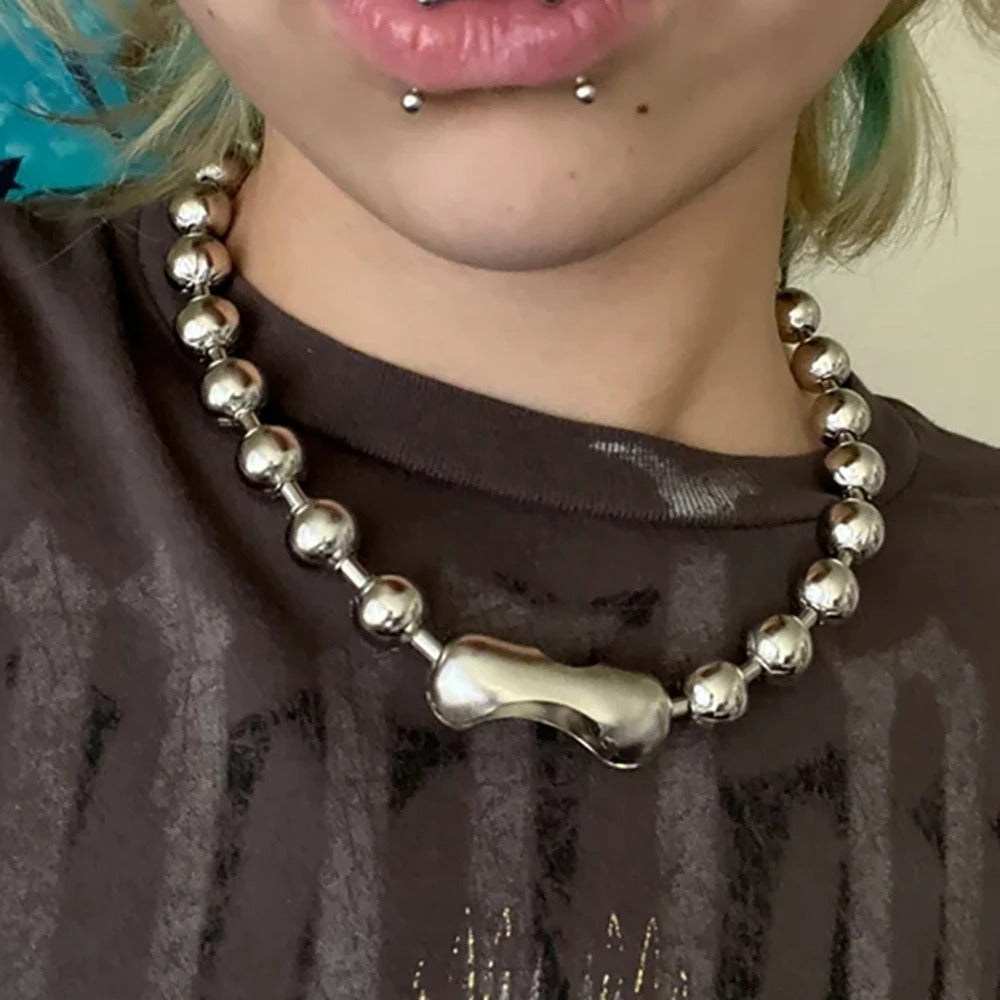 Statement 10mm Ball Chain Choker Necklace Silver Plated Unisex Jewelry