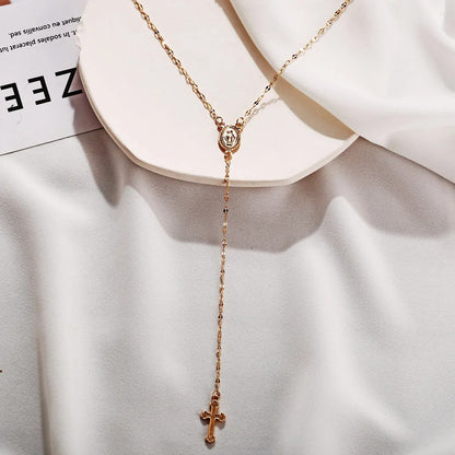 2025 New Fashion Vintage Christian Cross Bohemia Religious Rosary Pendant Necklace For Women Charm Jewelry Gifts