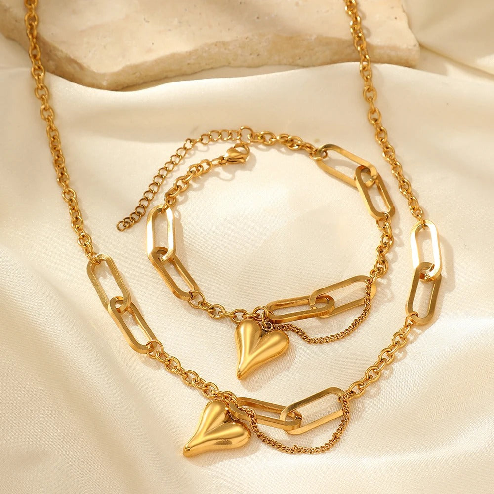 Stainless Steel Heart-Shaped Irregular Chain Jewelry for Women