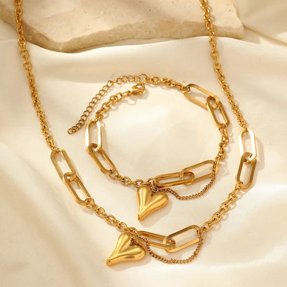Stainless Steel Heart-Shaped Irregular Chain Jewelry for Women