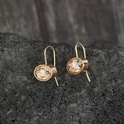 Fashion Gold Metal Oval Dangle Earrings Exquisite Engagement Jewelry