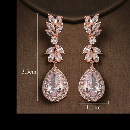 Luxury Flower Cubic Zirconia Drop Earrings for Women