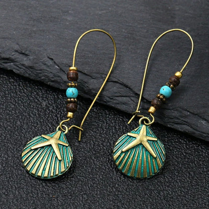 Women’s Geometric Leaf Wing Flower Drop Earrings Antique Style