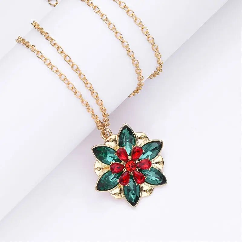 Classic Crystal Pendant Necklace New Fashion Zircon Vintage Flower Necklace for Girl Woman Jewelry Gift