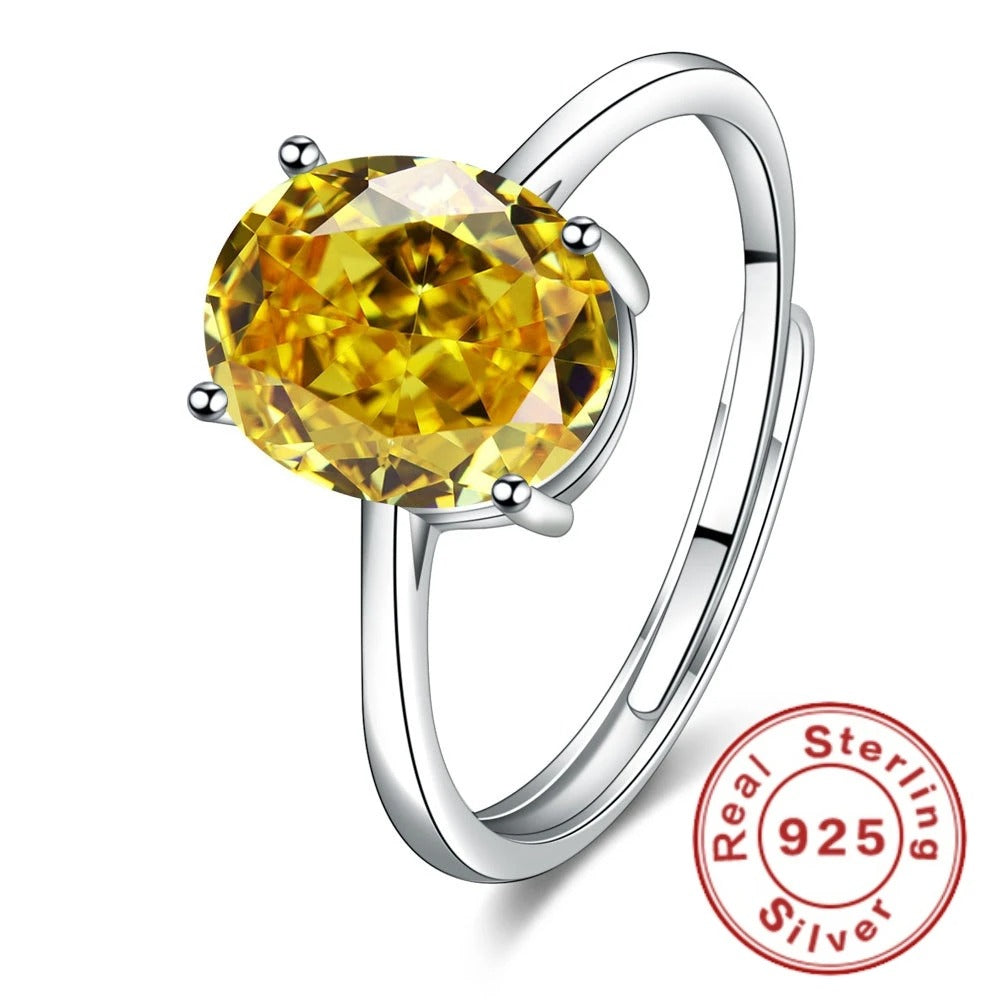 925 Sterling Silver Crystal Zircon Adjustable Ring for Women