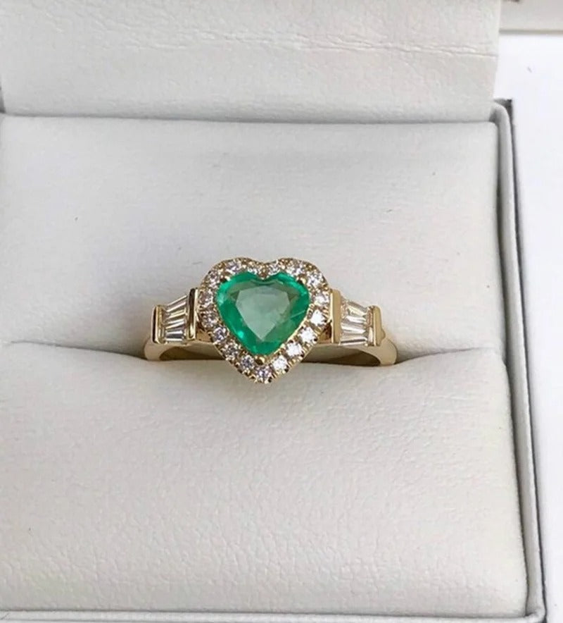 Gold Color Heart Ring White Zircon Bride Engagement Jewelry