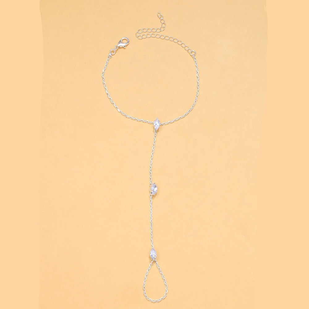 Boho Crystal Rhombus Bracelet Party Jewelry Thin Chain for Women
