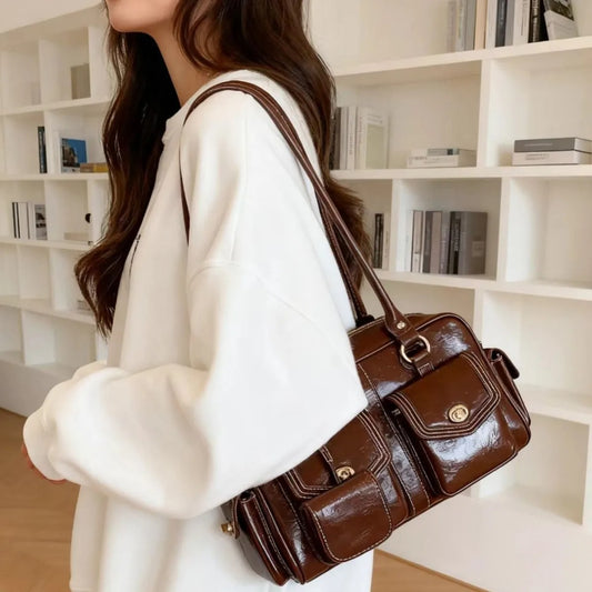 Vintage Casual Large PU Shoulder Tote Bag Women