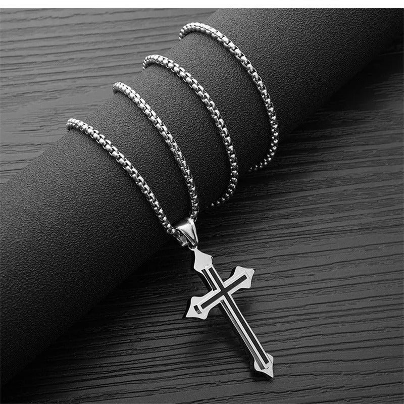 Stainless Steel Cross Necklace Punk Gothic Jewelry for Women & Men