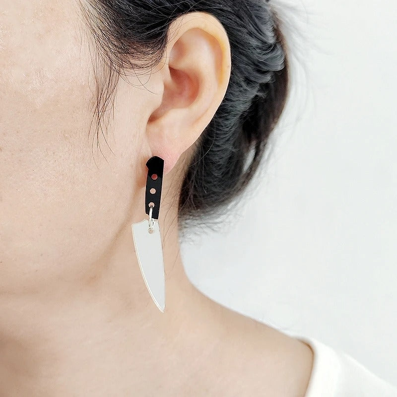 Halloween Silver Knife Drop Earrings Acrylic Jewelry for Women Men