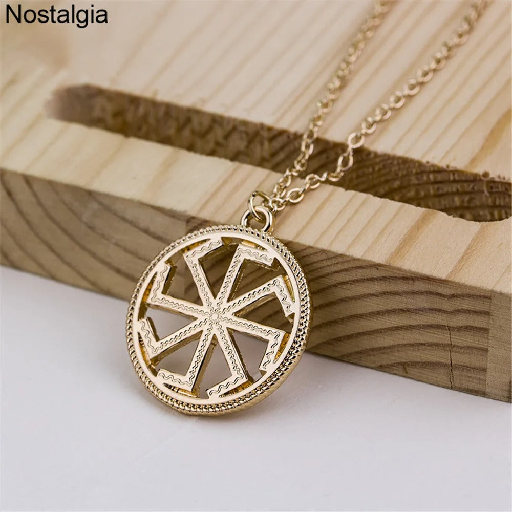 Kolovrat Symbol Pendant Slavic Jewelry Amulet Necklace