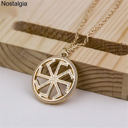Kolovrat Symbol Pendant Slavic Jewelry Amulet Necklace