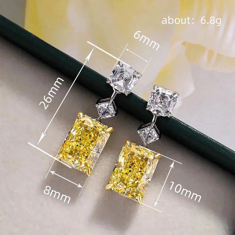 Yellow Cubic Zircon Dangle Earrings for Women