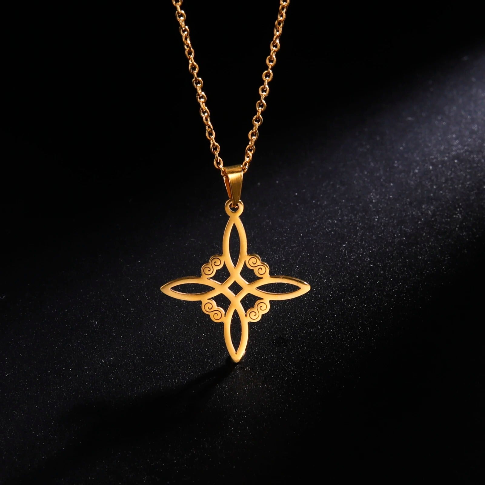 Witchcraft Witch Knot Necklace Stainless Steel Choker Necklaces Vintage Amulet Supernatural Jewelry Gift for Women