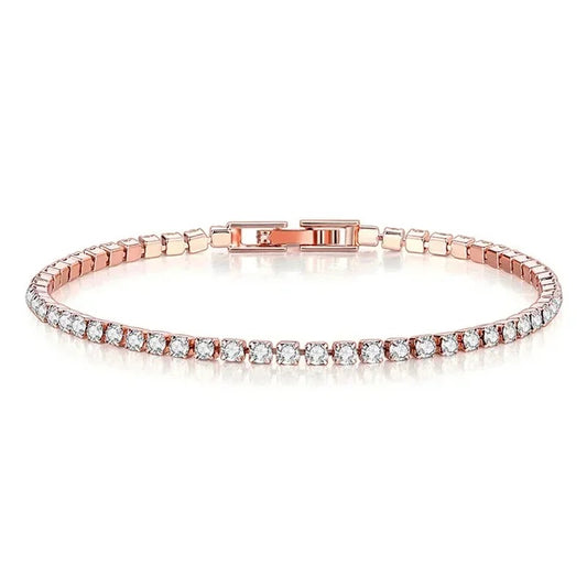 Pure Silver Rose Gold Bracelet Shining Classic Hip Hop Crystal Tennis Bracelet Women's Jewelry Fashion Wedding Gift