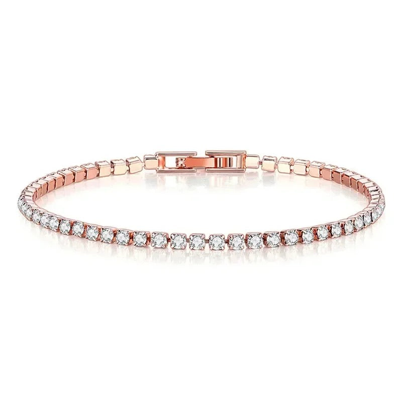 Pure Silver Rose Gold Bracelet Shining Classic Hip Hop Crystal Tennis Bracelet Women's Jewelry Fashion Wedding Gift