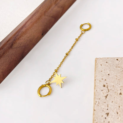 Double Hole Tassel Hoop Earrings Stainless Steel for Women