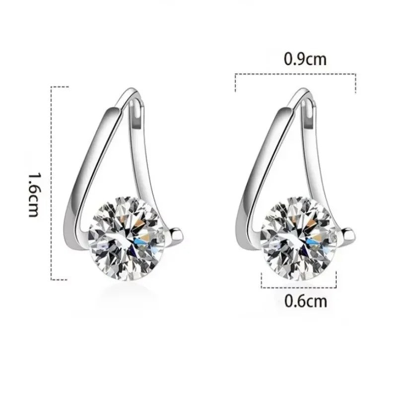 Women’s Sterling Silver Zircon Crystal Earrings Geometric Jewelry