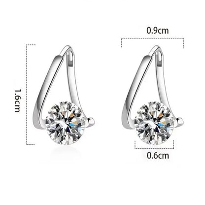 Women’s Sterling Silver Zircon Crystal Earrings Geometric Jewelry