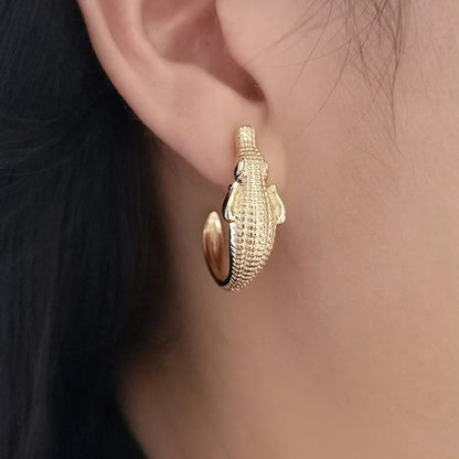 Punk Alloy Crocodile Earrings for Women Creative Animal Studs