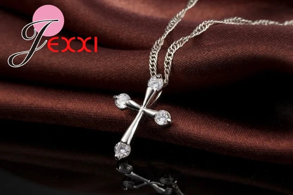 925 Silver Cross Pendant Necklace Women’s Jewelry