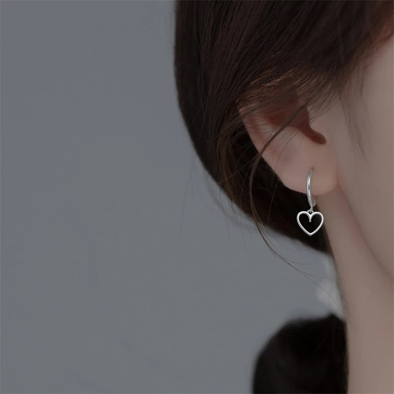 Small Hollow Heart Drop Earrings Red Tassel for Women
