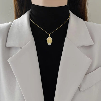 Fashion Exquisite Gorgeous Virgin Mary Necklace Classic Personalized Flower Hundred Stainless Steel Lucky Girl Party Gift