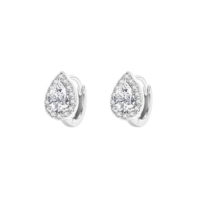 Women’s Silver Shiny Zircon Water Drop Earrings Birthday Jewelry