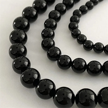 Vintage Black Pearl Choker Simple Acrylic Beaded Chain Necklace For Women Jewelry Accessories Women's Gift