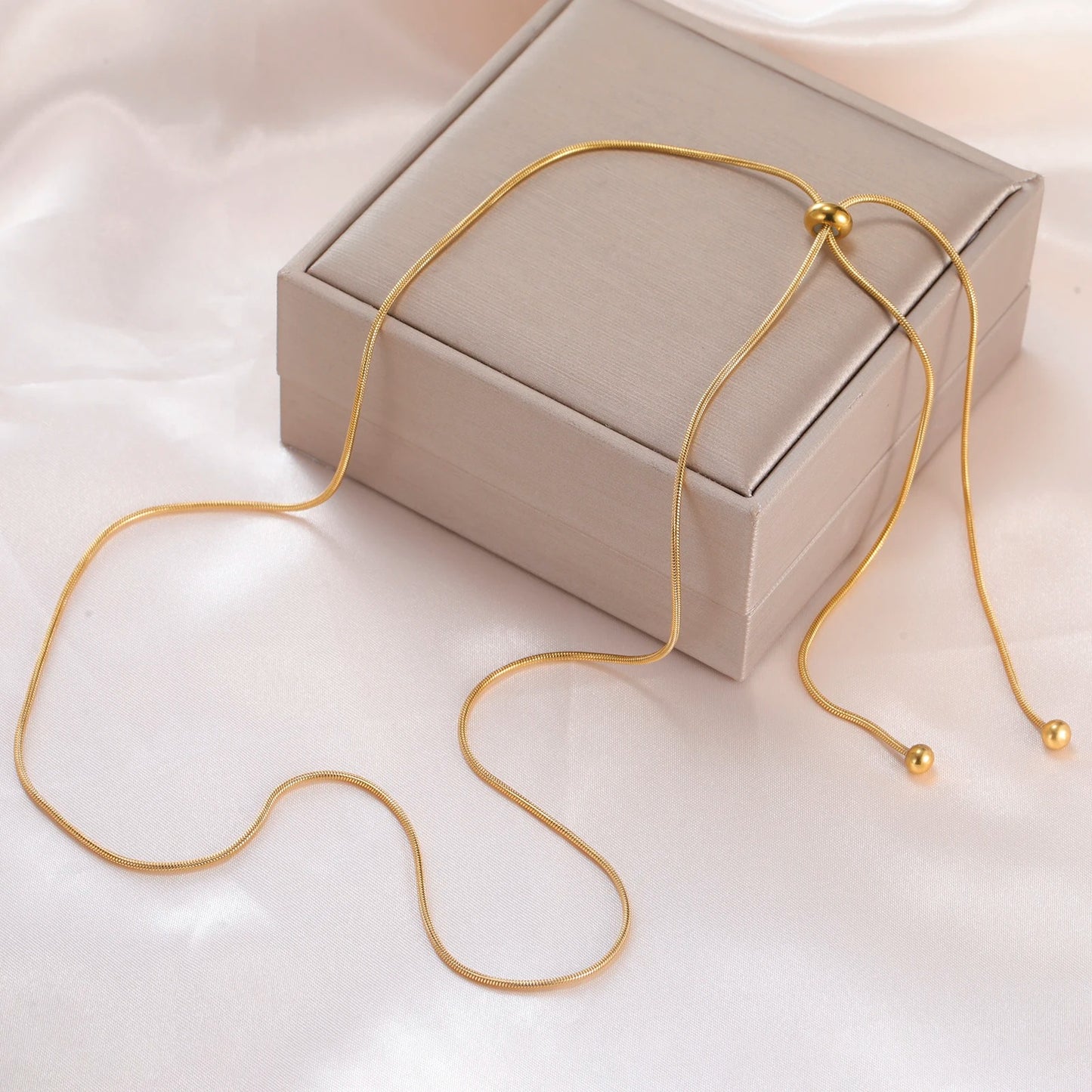 Minimalist Stainless Steel Snake Necklace Adjustable Clavicle Chain