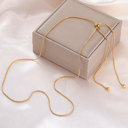 Minimalist Stainless Steel Snake Necklace Adjustable Clavicle Chain