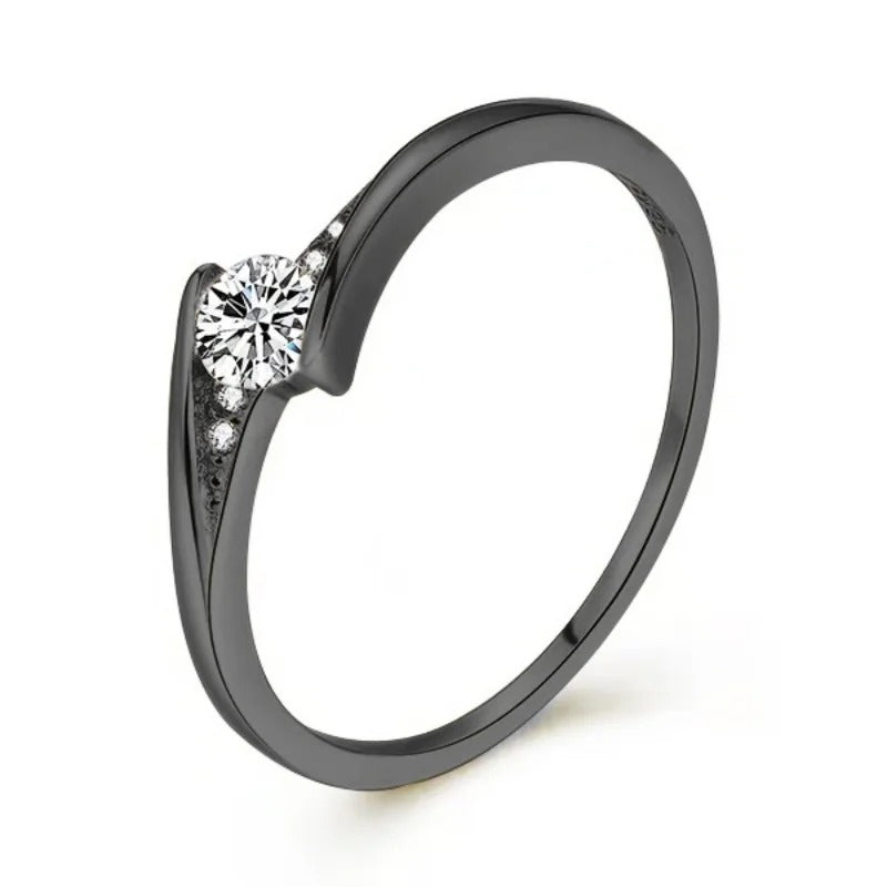 Classic Gold Color White Zircon Ring for Women Wedding Gift
