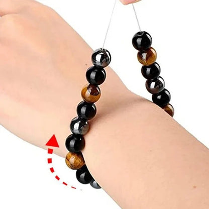 Natural Stone Beaded Bracelet Magnetic Hematite Black Obsidian