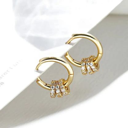 Sterling Silver Small Zircon Circle Hoop Earrings for Women