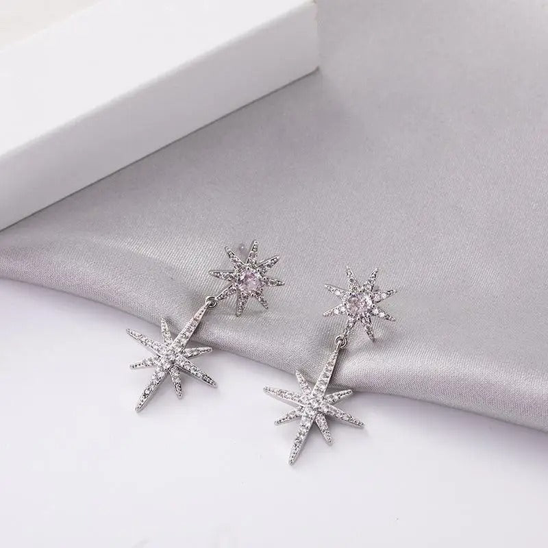 Gold-Plated Zircon Star Earrings for Women
