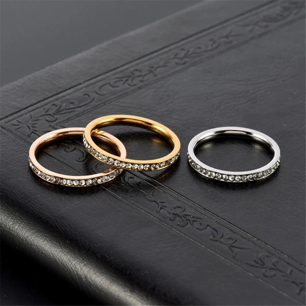 Iced Out CZ Stainless Steel Ring for Women Wedding Jewelry